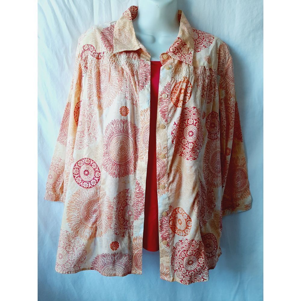 Kim rogers 2 piece set tank and button down large top